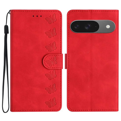 For Google Pixel 9 / Pixel 9 Pro Case Imprinted Butterfly Leather Wallet Phone Cover