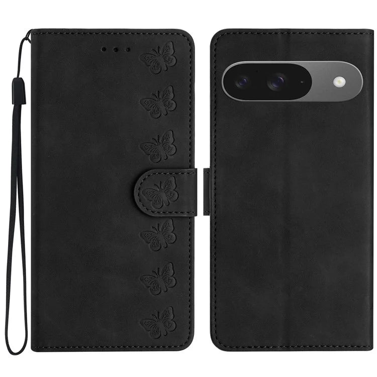 For Google Pixel 9 / Pixel 9 Pro Case Imprinted Butterfly Leather Wallet Phone Cover