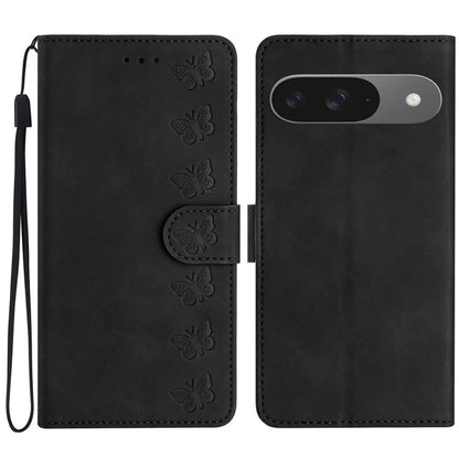 For Google Pixel 9 / Pixel 9 Pro Case Imprinted Butterfly Leather Wallet Phone Cover