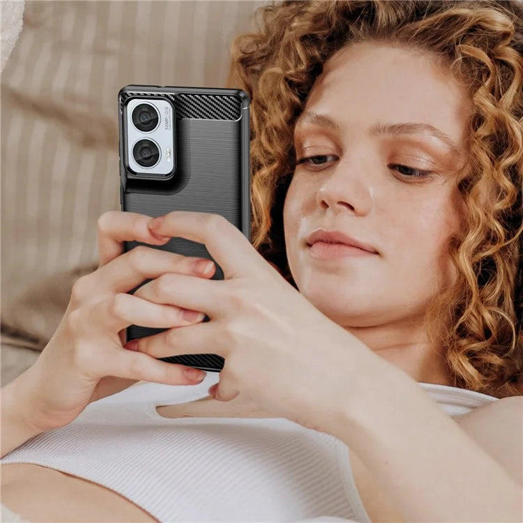 For Motorola Moto G85 5G / S50 Neo 5G Case Carbon Fiber Texture TPU Brushed Phone Cover