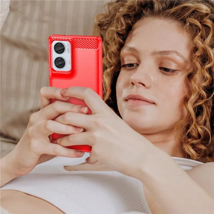 For Motorola Moto G85 5G / S50 Neo 5G Case Carbon Fiber Texture TPU Brushed Phone Cover
