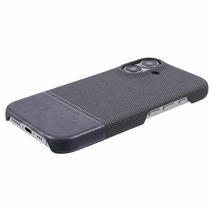 For iPhone 16 Case PU Leather+PC Splicing Anti-Slip Phone Cover