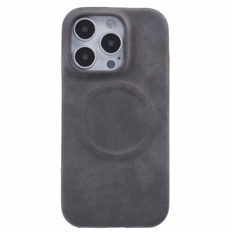 For iPhone 16 Pro Case Compatible with MagSafe Skin-Touch Leather+PC Back Cover