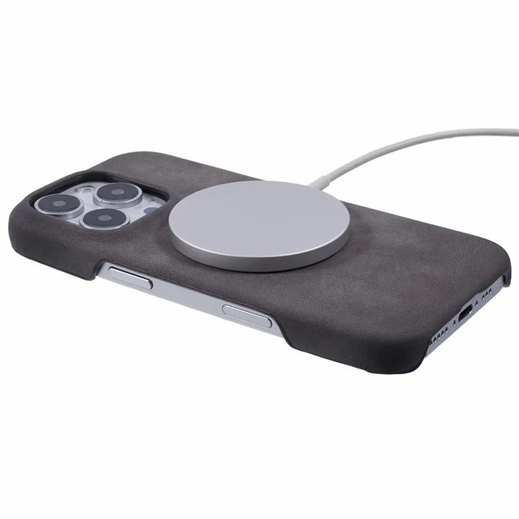 For iPhone 16 Pro Case Compatible with MagSafe Skin-Touch Leather+PC Back Cover