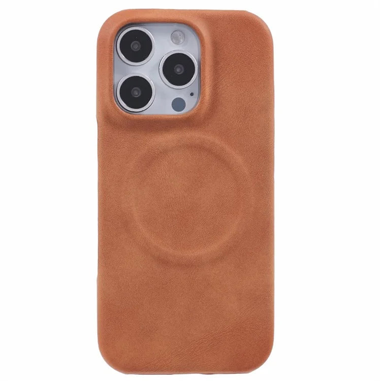 For iPhone 16 Pro Case Compatible with MagSafe Skin-Touch Leather+PC Back Cover
