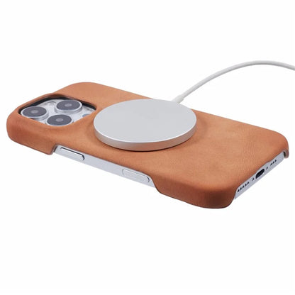 For iPhone 16 Pro Case Compatible with MagSafe Skin-Touch Leather+PC Back Cover
