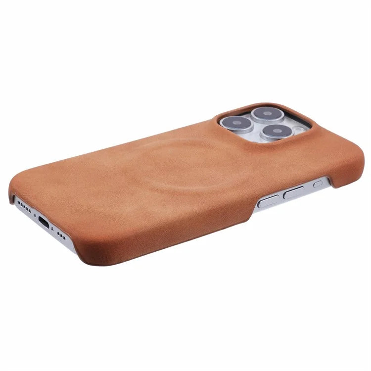 For iPhone 16 Pro Case Compatible with MagSafe Skin-Touch Leather+PC Back Cover