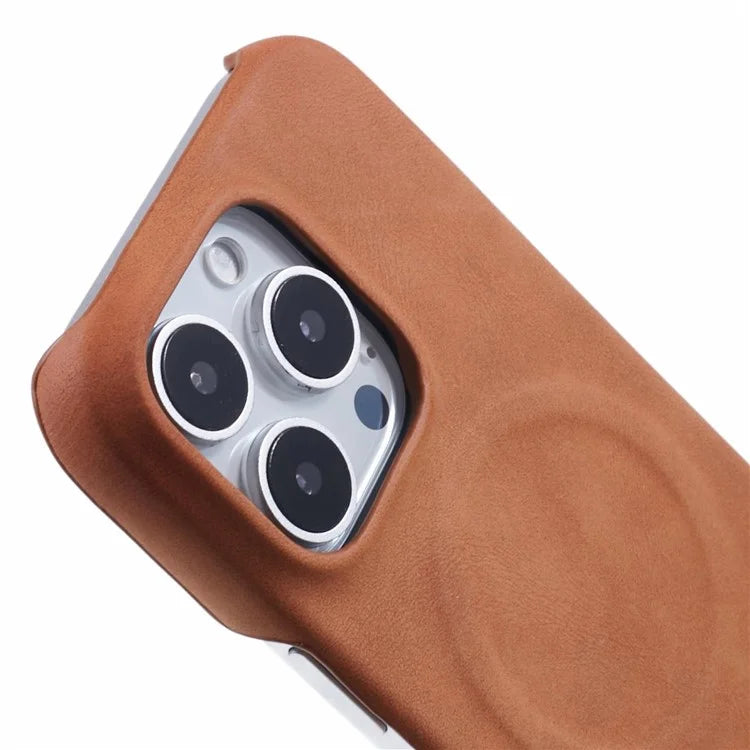 For iPhone 16 Pro Case Compatible with MagSafe Skin-Touch Leather+PC Back Cover
