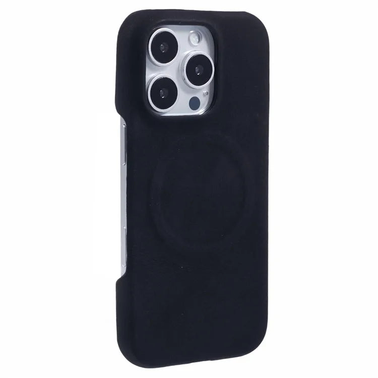 For iPhone 16 Pro Case Compatible with MagSafe Skin-Touch Leather+PC Back Cover
