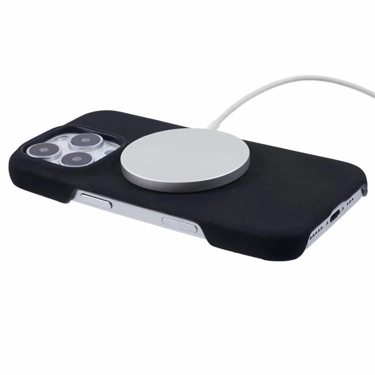 For iPhone 16 Pro Case Compatible with MagSafe Skin-Touch Leather+PC Back Cover