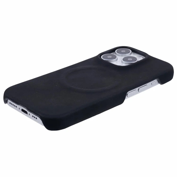 For iPhone 16 Pro Case Compatible with MagSafe Skin-Touch Leather+PC Back Cover
