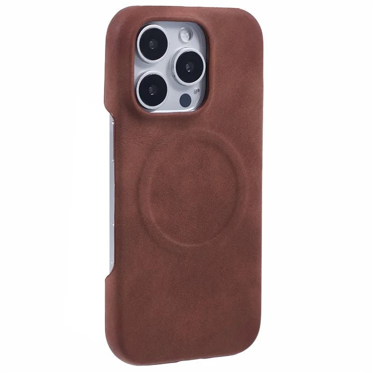 For iPhone 16 Pro Case Compatible with MagSafe Skin-Touch Leather+PC Back Cover