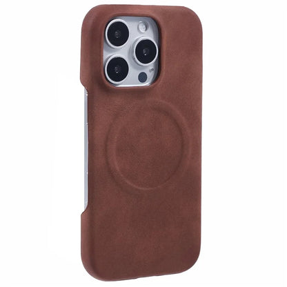 For iPhone 16 Pro Case Compatible with MagSafe Skin-Touch Leather+PC Back Cover