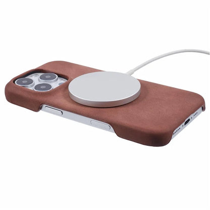 For iPhone 16 Pro Case Compatible with MagSafe Skin-Touch Leather+PC Back Cover