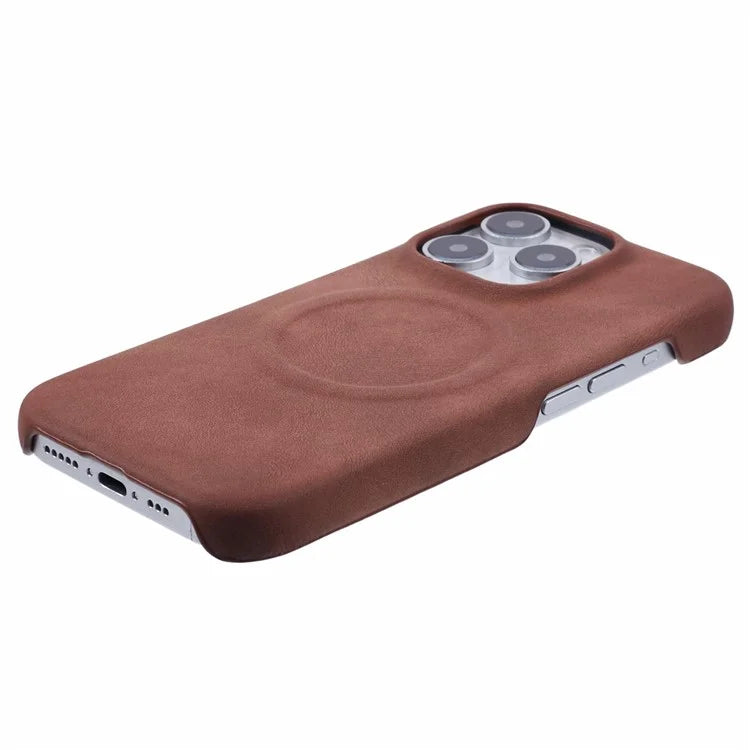 For iPhone 16 Pro Case Compatible with MagSafe Skin-Touch Leather+PC Back Cover