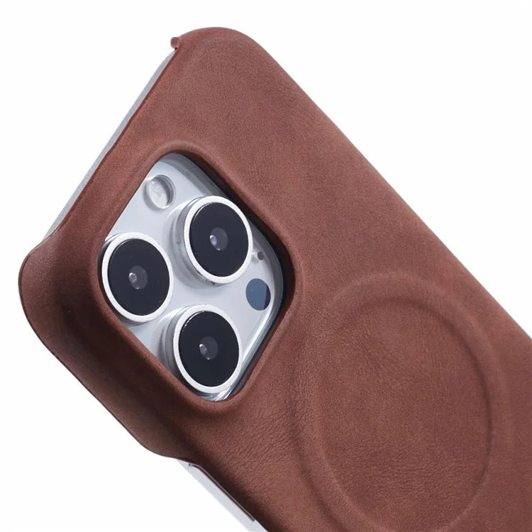 For iPhone 16 Pro Case Compatible with MagSafe Skin-Touch Leather+PC Back Cover