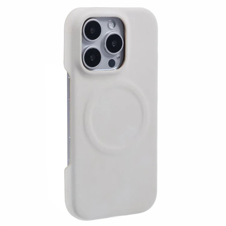 For iPhone 16 Pro Case Compatible with MagSafe Skin-Touch Leather+PC Back Cover