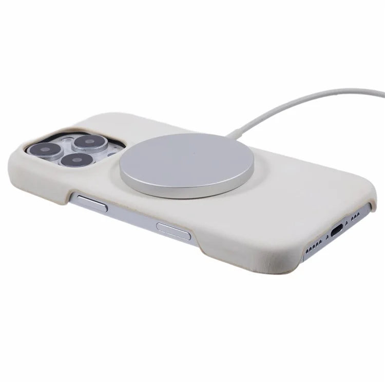 For iPhone 16 Pro Case Compatible with MagSafe Skin-Touch Leather+PC Back Cover
