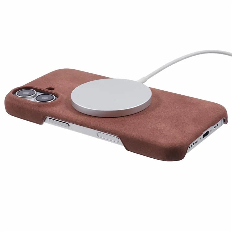 For iPhone 16 Case Compatible with MagSafe Skin-Touch Leather+PC Back Cover