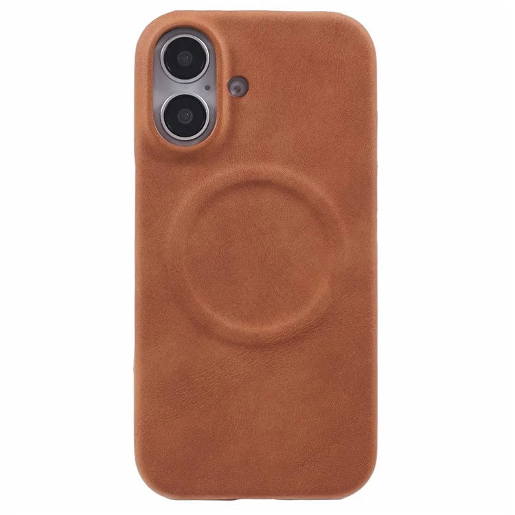 For iPhone 16 Case Compatible with MagSafe Skin-Touch Leather+PC Back Cover