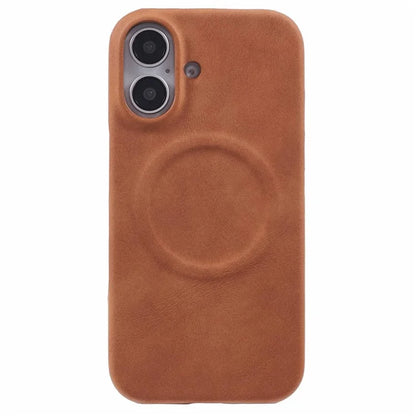 For iPhone 16 Case Compatible with MagSafe Skin-Touch Leather+PC Back Cover