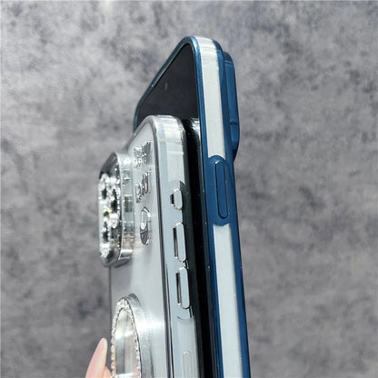 For iPhone 15 Pro Max Case Mirror Kickstand TPU+PC Mobile Back Cover Design