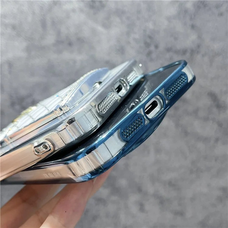 For iPhone 16 Pro Case Mirror Kickstand TPU+PC Mobile Back Cover Design