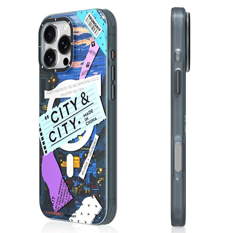 YOUNGKIT City Series for iPhone 16 Pro Max Magnetic Case Shockproof IMD TPU Phone Cover