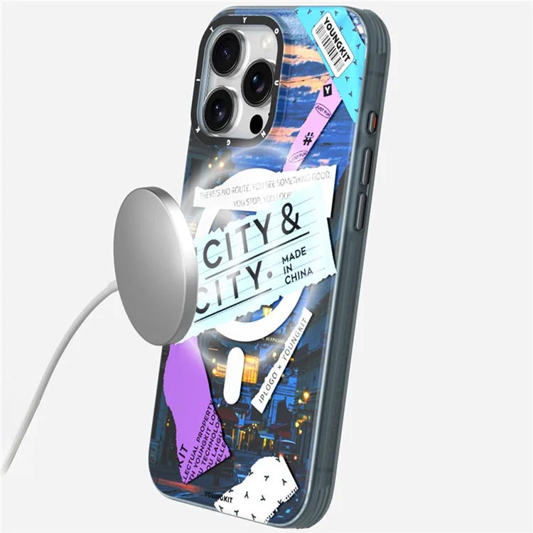 YOUNGKIT City Series for iPhone 16 Pro Max Magnetic Case Shockproof IMD TPU Phone Cover