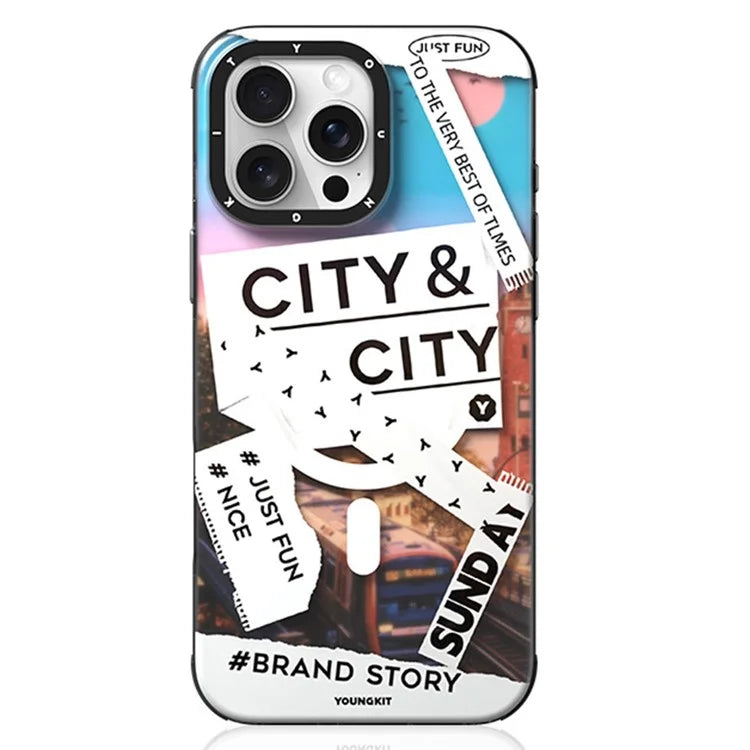YOUNGKIT City Series for iPhone 16 Pro Max Magnetic Case Shockproof IMD TPU Phone Cover