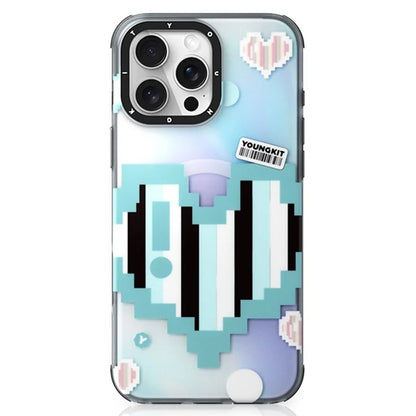 YOUNGKIT Pixel Heart Series for iPhone 16 Pro Magnetic Case IMD TPU Mobile Back Cover Design