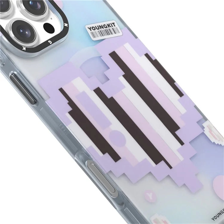 YOUNGKIT Pixel Heart Series for iPhone 16 Pro Magnetic Case IMD TPU Mobile Back Cover Design