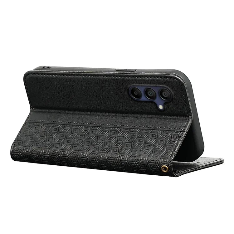 For Samsung Galaxy A16 5G Wallet Phone Case Strong Magnetic Checkered Pattern Imprint Leather Flip Cover