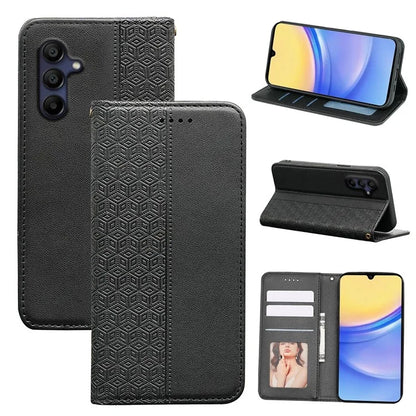 For Samsung Galaxy A16 5G Wallet Phone Case Strong Magnetic Checkered Pattern Imprint Leather Flip Cover