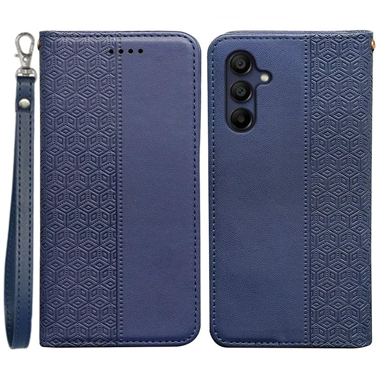 For Samsung Galaxy A16 5G Wallet Phone Case Strong Magnetic Checkered Pattern Imprint Leather Flip Cover