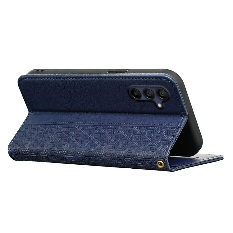 For Samsung Galaxy A16 5G Wallet Phone Case Strong Magnetic Checkered Pattern Imprint Leather Flip Cover