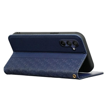 For Samsung Galaxy A16 5G Wallet Phone Case Strong Magnetic Checkered Pattern Imprint Leather Flip Cover