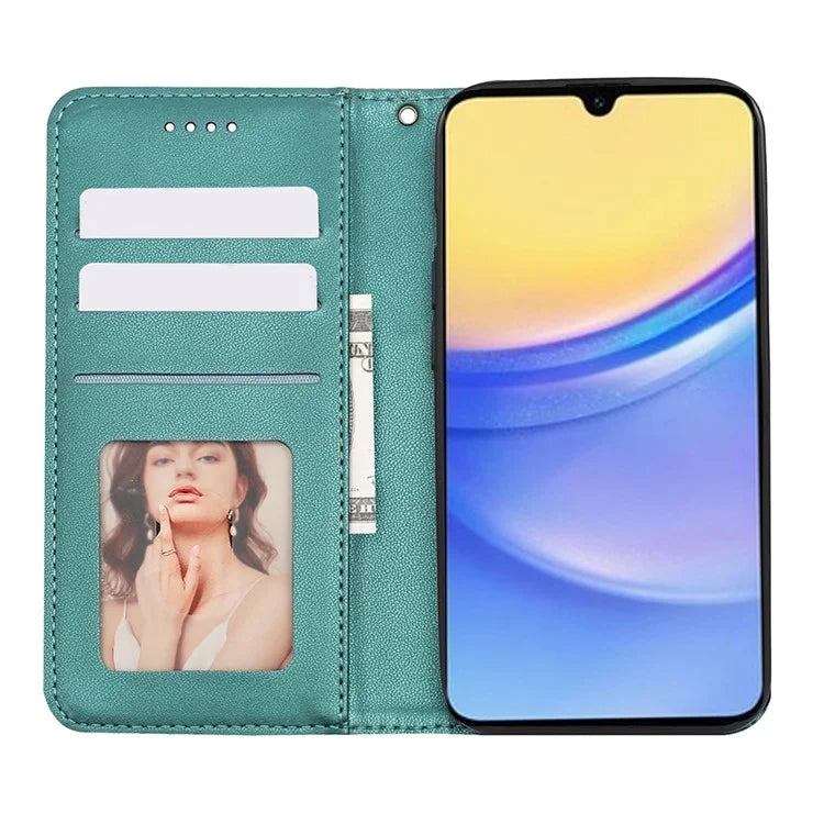 For Samsung Galaxy A16 5G Wallet Phone Case Strong Magnetic Checkered Pattern Imprint Leather Flip Cover