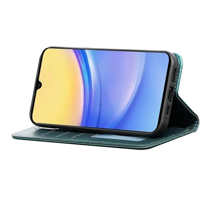 For Samsung Galaxy A16 5G Wallet Phone Case Strong Magnetic Checkered Pattern Imprint Leather Flip Cover