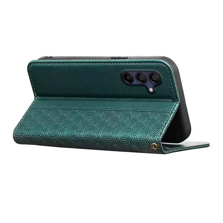 For Samsung Galaxy A16 5G Wallet Phone Case Strong Magnetic Checkered Pattern Imprint Leather Flip Cover