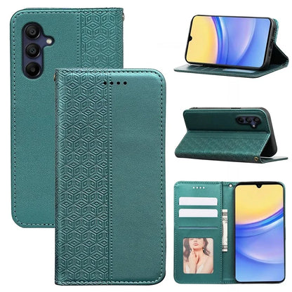 For Samsung Galaxy A16 5G Wallet Phone Case Strong Magnetic Checkered Pattern Imprint Leather Flip Cover