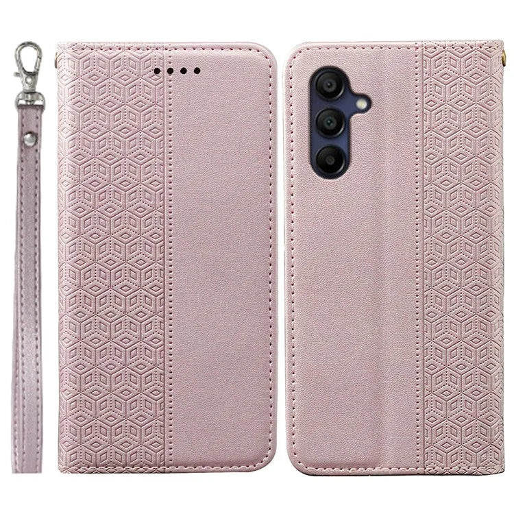 For Samsung Galaxy A16 5G Wallet Phone Case Strong Magnetic Checkered Pattern Imprint Leather Flip Cover