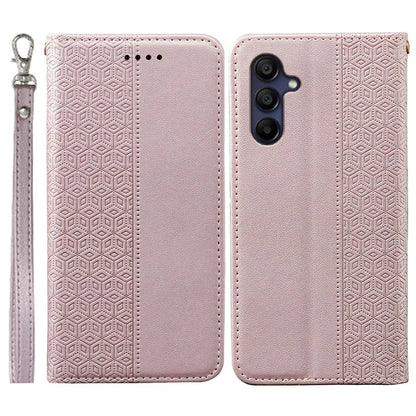 For Samsung Galaxy A16 5G Wallet Phone Case Strong Magnetic Checkered Pattern Imprint Leather Flip Cover