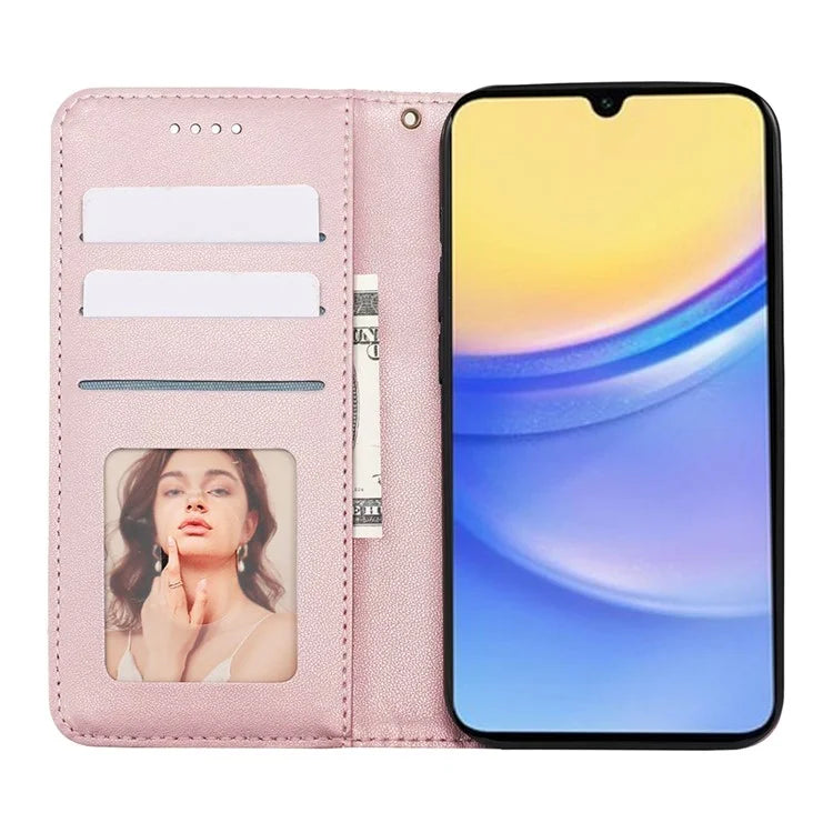 For Samsung Galaxy A16 5G Wallet Phone Case Strong Magnetic Checkered Pattern Imprint Leather Flip Cover