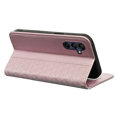 For Samsung Galaxy A16 5G Wallet Phone Case Strong Magnetic Checkered Pattern Imprint Leather Flip Cover