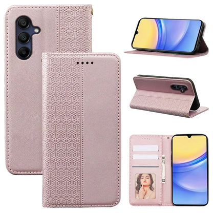 For Samsung Galaxy A16 5G Wallet Phone Case Strong Magnetic Checkered Pattern Imprint Leather Flip Cover