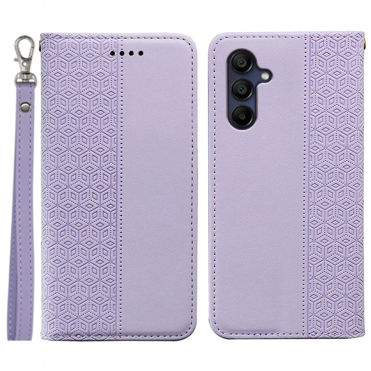 For Samsung Galaxy A16 5G Wallet Phone Case Strong Magnetic Checkered Pattern Imprint Leather Flip Cover