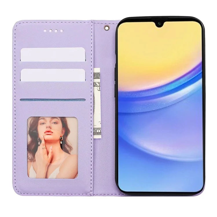 For Samsung Galaxy A16 5G Wallet Phone Case Strong Magnetic Checkered Pattern Imprint Leather Flip Cover