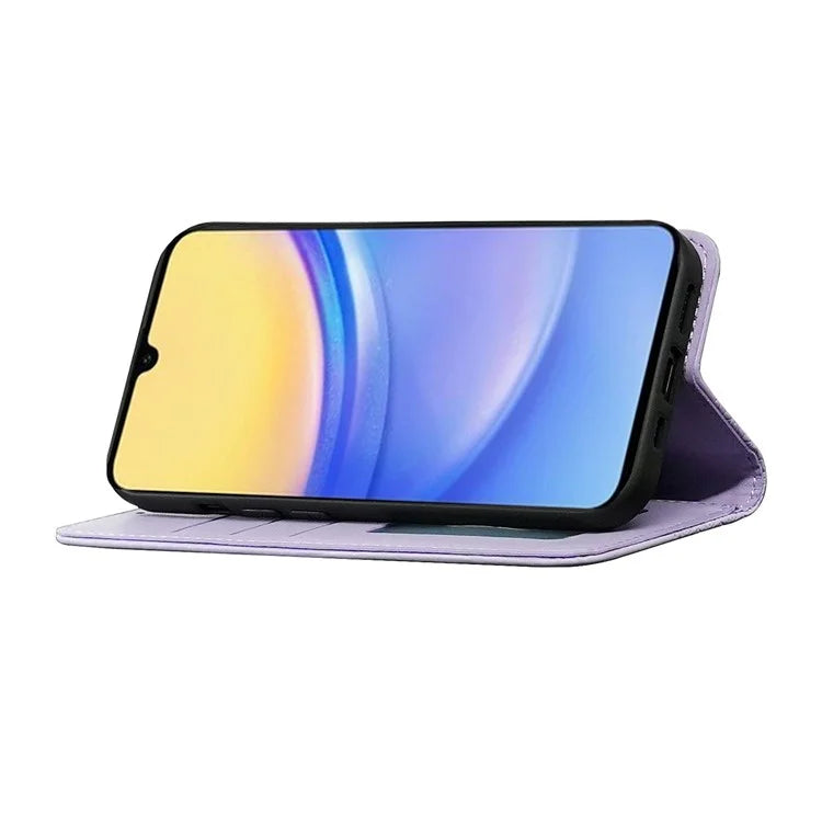 For Samsung Galaxy A16 5G Wallet Phone Case Strong Magnetic Checkered Pattern Imprint Leather Flip Cover