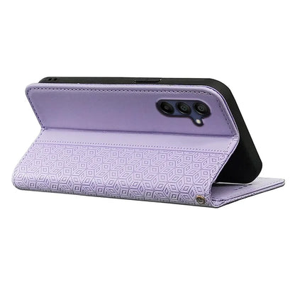 For Samsung Galaxy A16 5G Wallet Phone Case Strong Magnetic Checkered Pattern Imprint Leather Flip Cover